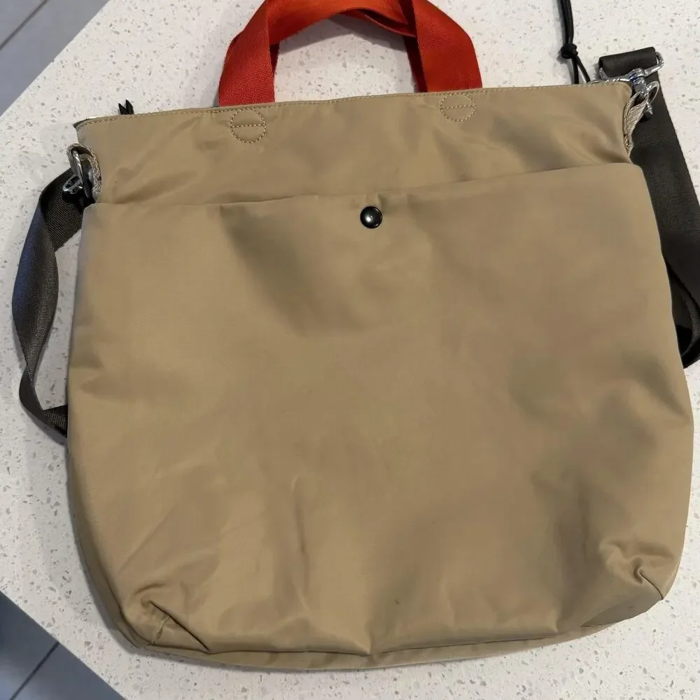 ShortyLOVE Wonder Tote Bag Large Beige Nylon Crossbody Casual Everyday Travel